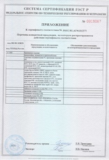 Приложение к сертификату РОСС RU.АГ98.Н12575 на пластины и крепежные углы